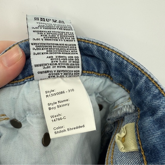 R13 Blue Shredded Boy Skinny Jeans in Shiloh Shredded Wash Size 26 - Picture 11 of 16